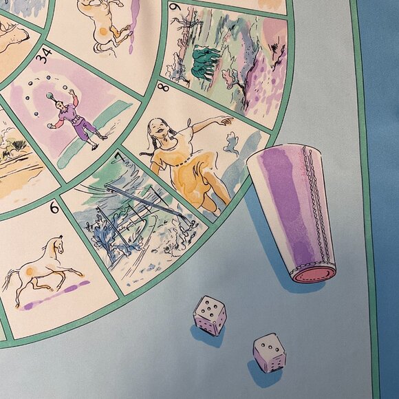 Hermes Light Blue Multi Le Jeu des Petits Bonheurs Print Square Silk Twill Scarf - Picture 10 of 10